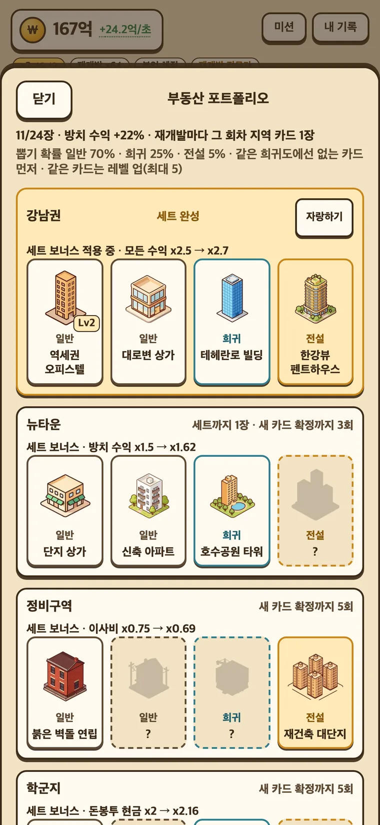 전세탈출 키우기 실행 화면